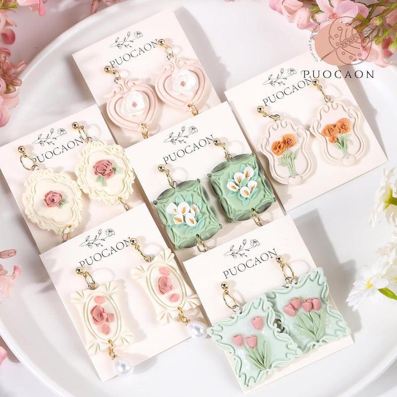 Puocaon Vintage Frames Clay Cutters - 10 Pcs Boho Polymer Clay Cutters, Frame Window Pineapple Shape Cutter Kit for Jewelry Earring Necklace Making - Image 2